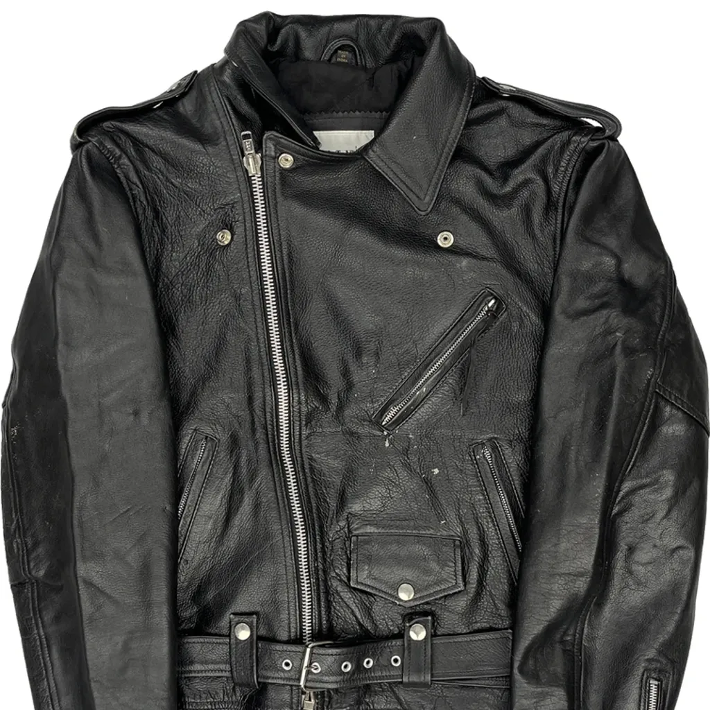 City Streets Motorcycle Leather Jacket - XL Black Leather - Image 5