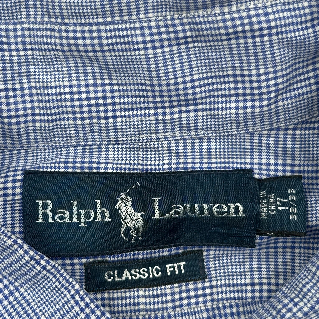 Classic Fit Ralph Lauren Checked Shirt - XL Blue Cotton - Image 3