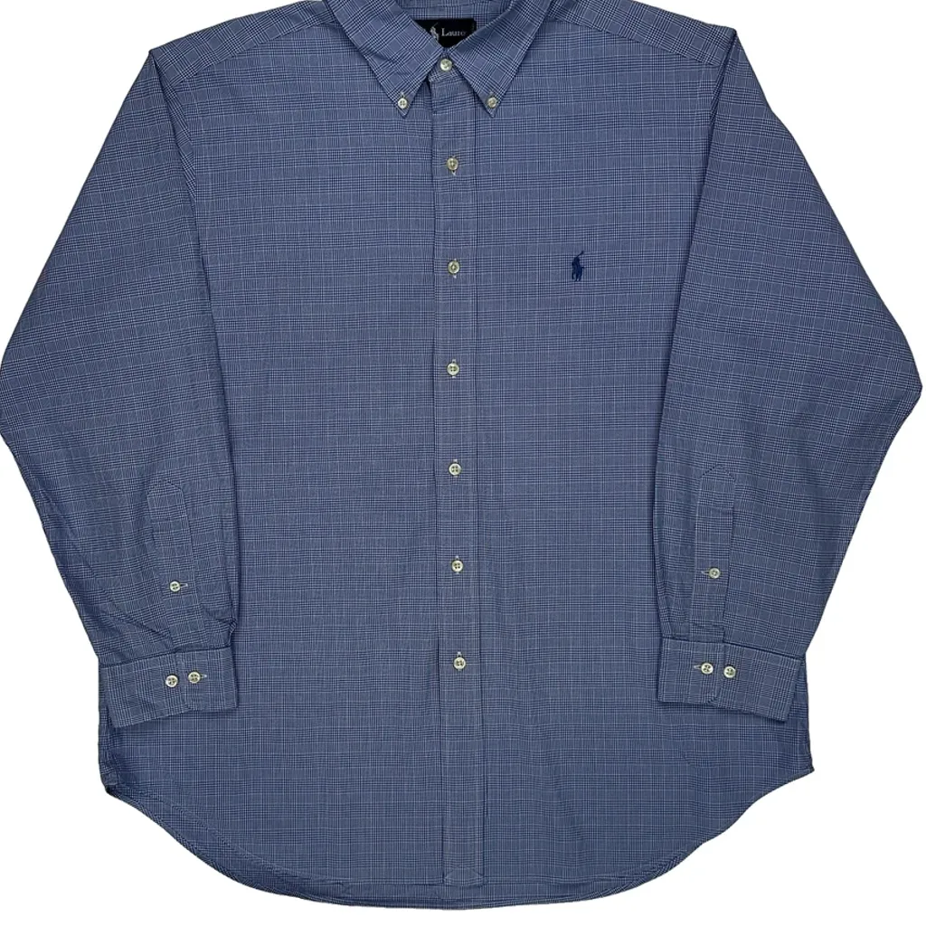 Classic Fit Ralph Lauren Checked Shirt - XL Blue Cotton - Image 5