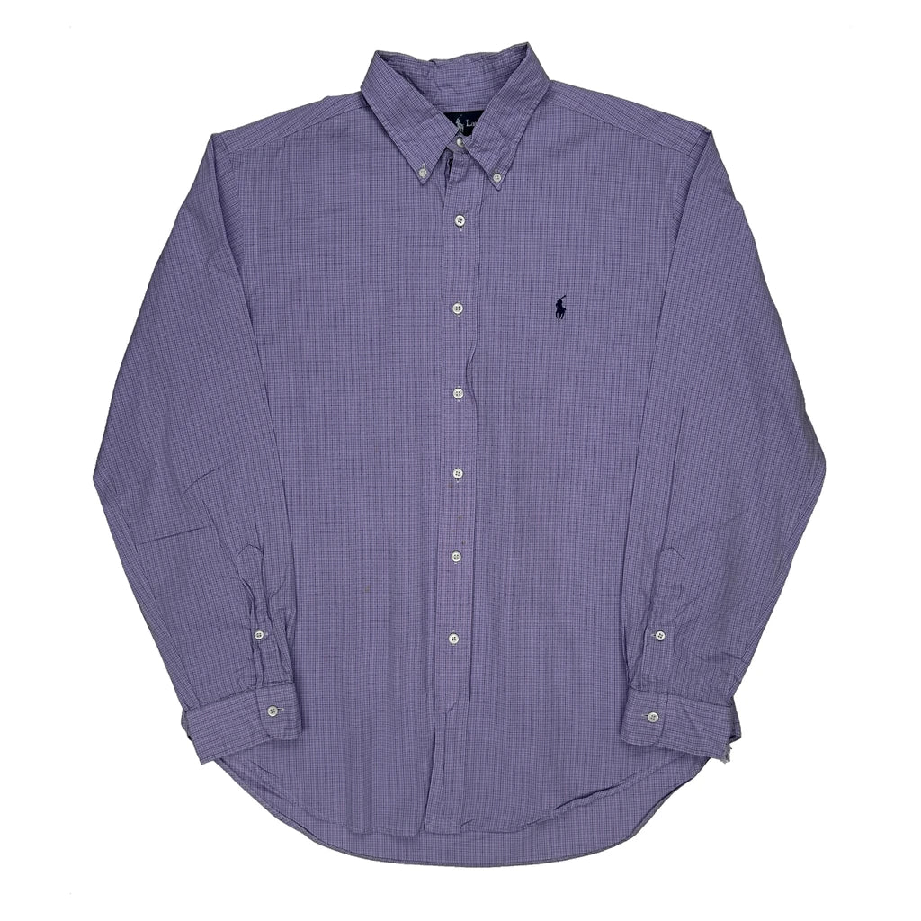 Classic Fit Ralph Lauren Checked Shirt - Large Purple Cotton