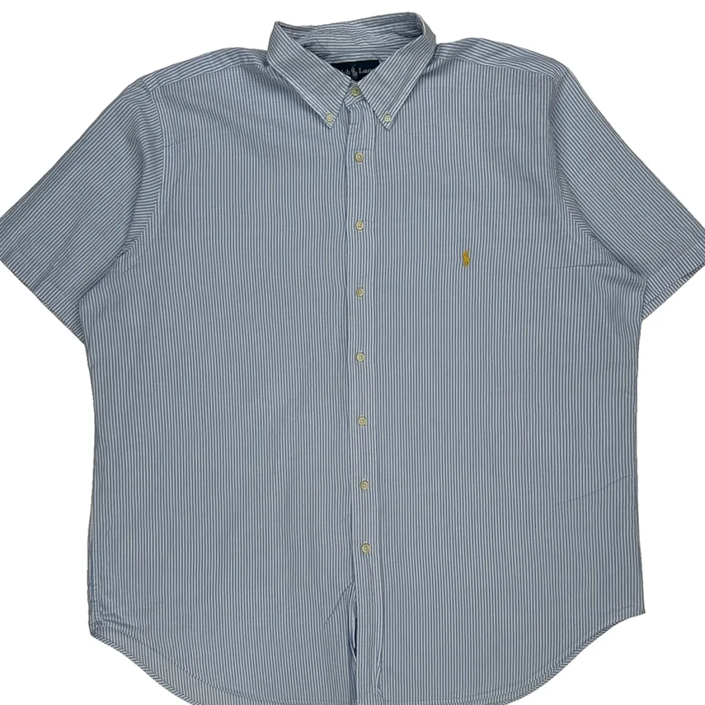 Classic Fit Ralph Lauren Short Sleeve Shirt - 2XL Blue Cotton - Image 5