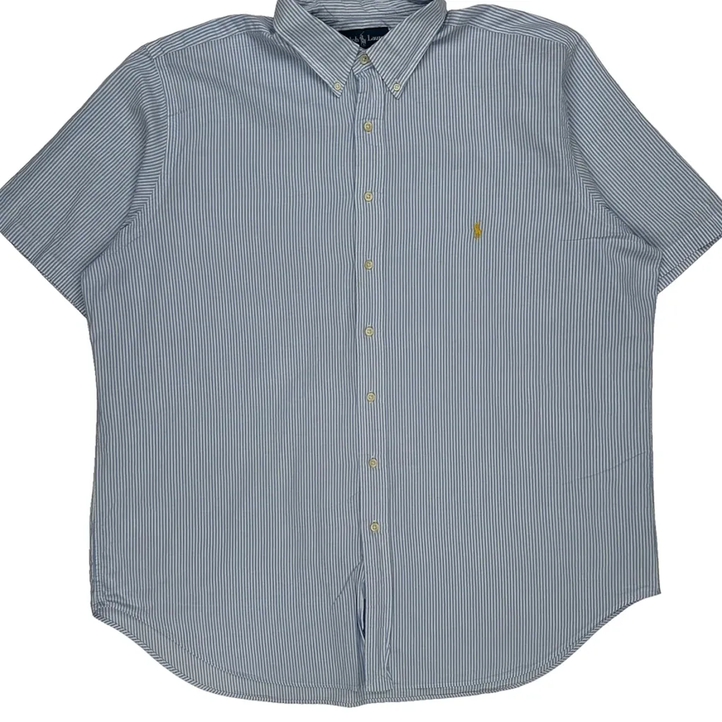 Classic Fit Ralph Lauren Short Sleeve Shirt - 2XL Blue Cotton - Image 6