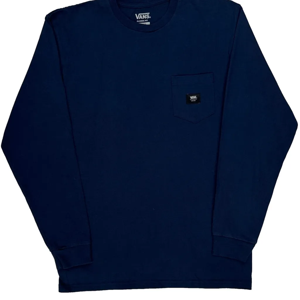 Classic Fit Vans Long Sleeve T-Shirt - Medium Blue Cotton - Image 5
