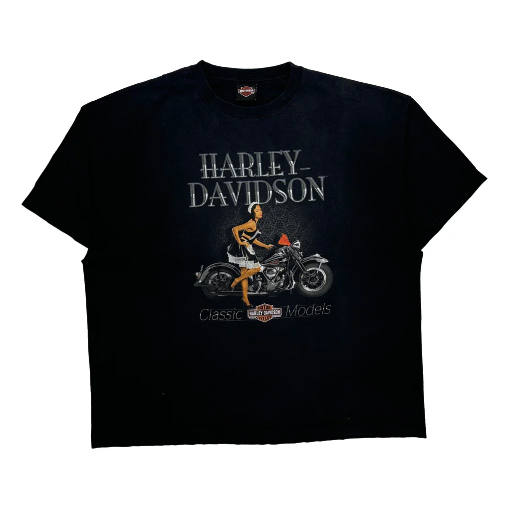 Classic Models Harley Davidson Graphic T-Shirt - 2XL Black Cotton