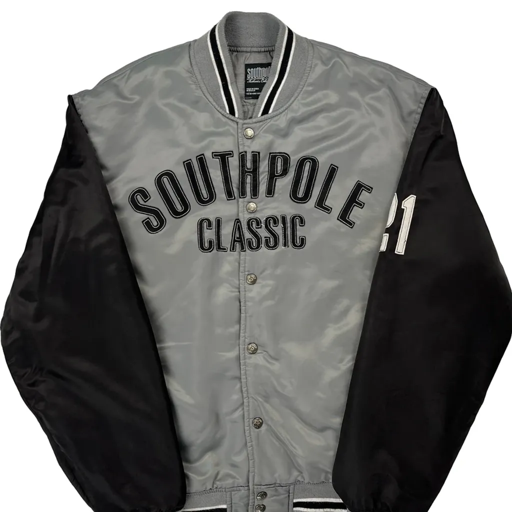 Classic Southpole Varsity Jacket - Medium Grey Polyester - Image 4