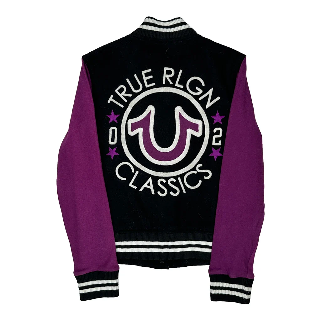 Classics True Religion Varsity Jacket - Small Black Cotton - Image 2