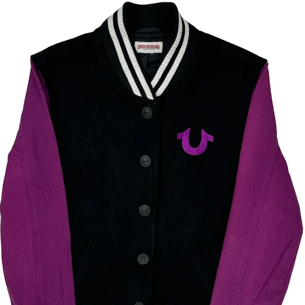 Classics True Religion Varsity Jacket - Small Black Cotton - Image 5
