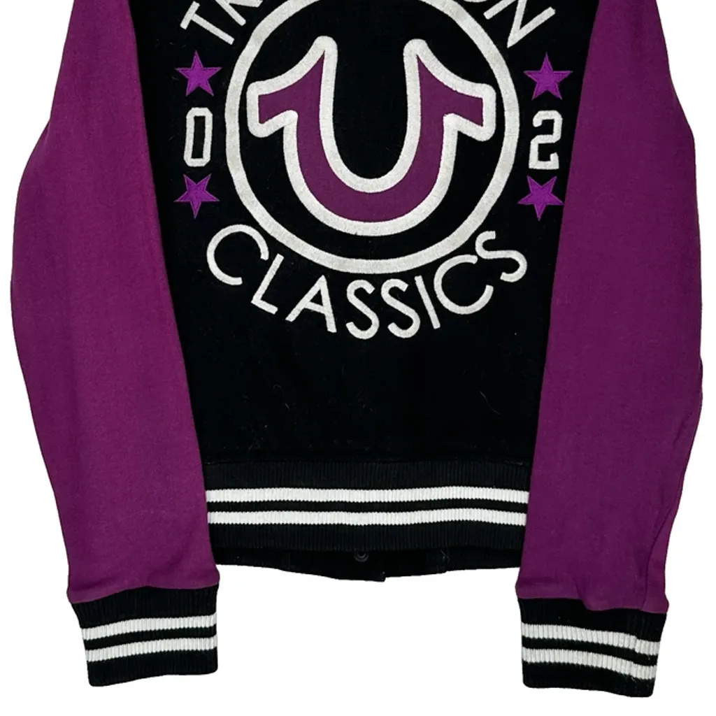 Classics True Religion Varsity Jacket - Small Black Cotton - Image 7