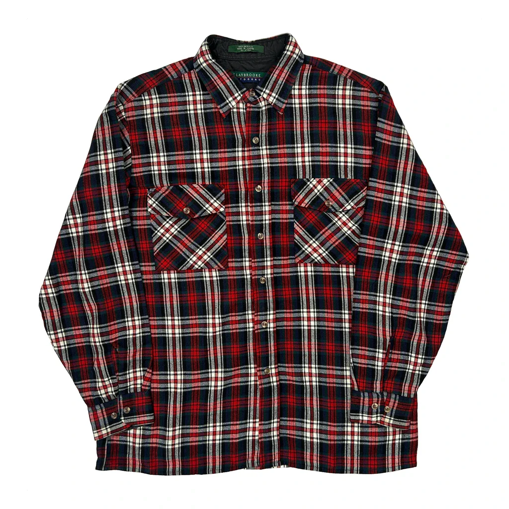 Claybrooke Checked Flannel Shirt - Large Red Acrylic