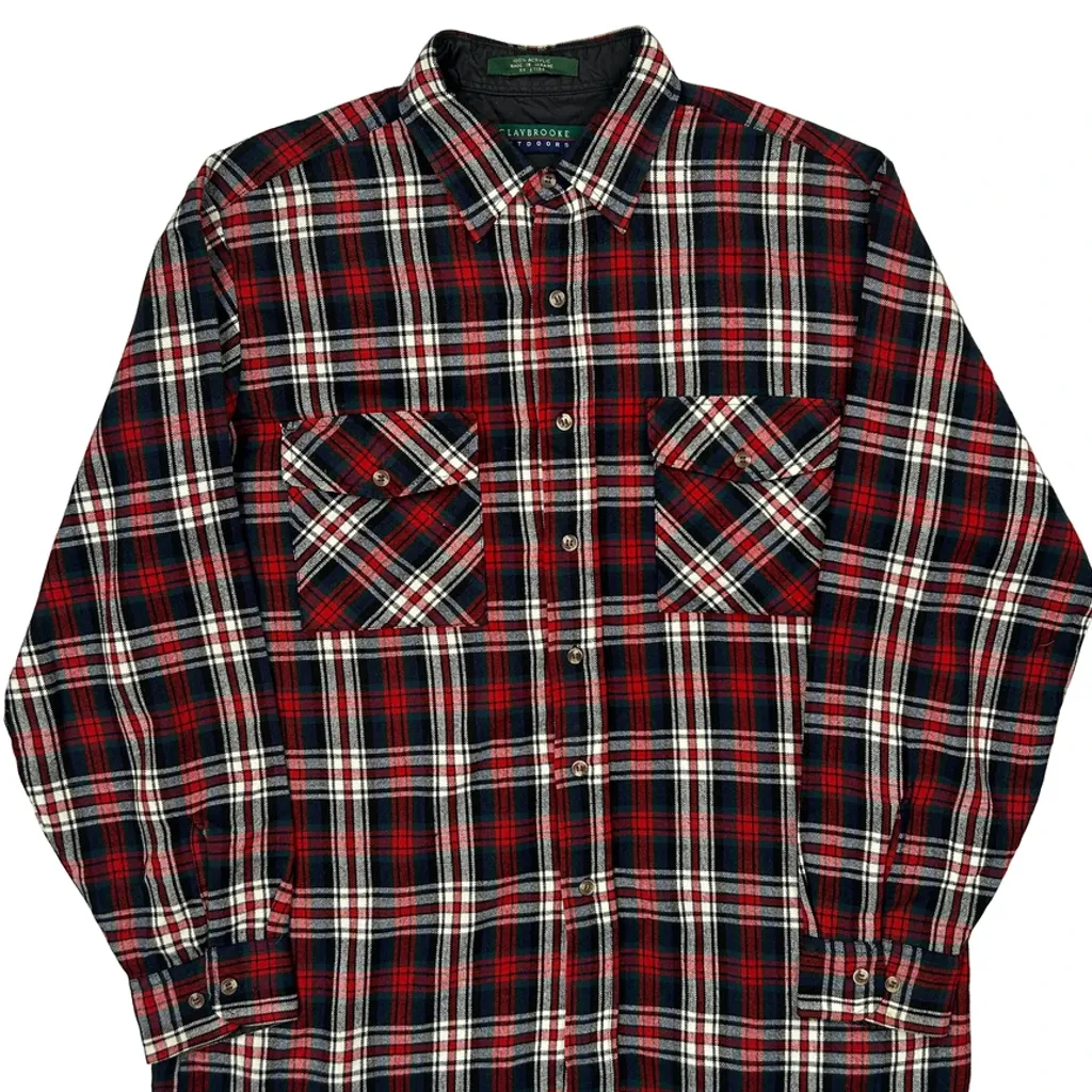 Claybrooke Checked Flannel Shirt - Large Red Acrylic - Image 4