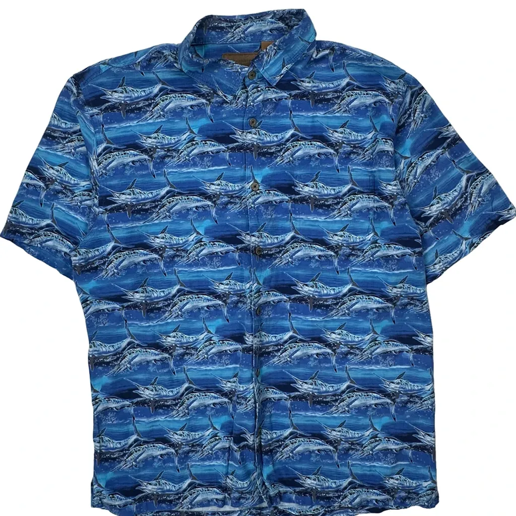 Clearwater Outfitters Fish Hawaiian Shirt - 2XL Blue Cotton - Image 4