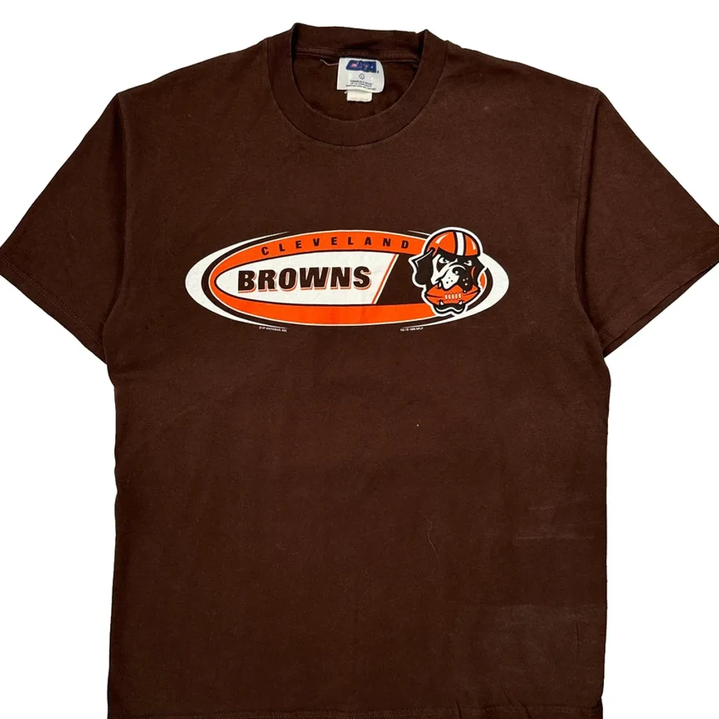 Cleveland Browns Csa Football T-Shirt - Large Brown Cotton - Image 5