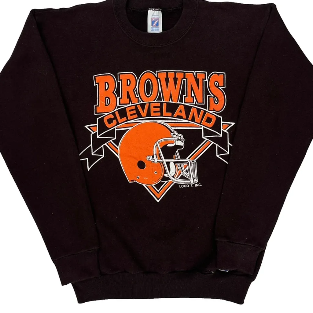 Cleveland Browns Logo Athletics Football Sweatshirt - XS Black Cotton - Image 5