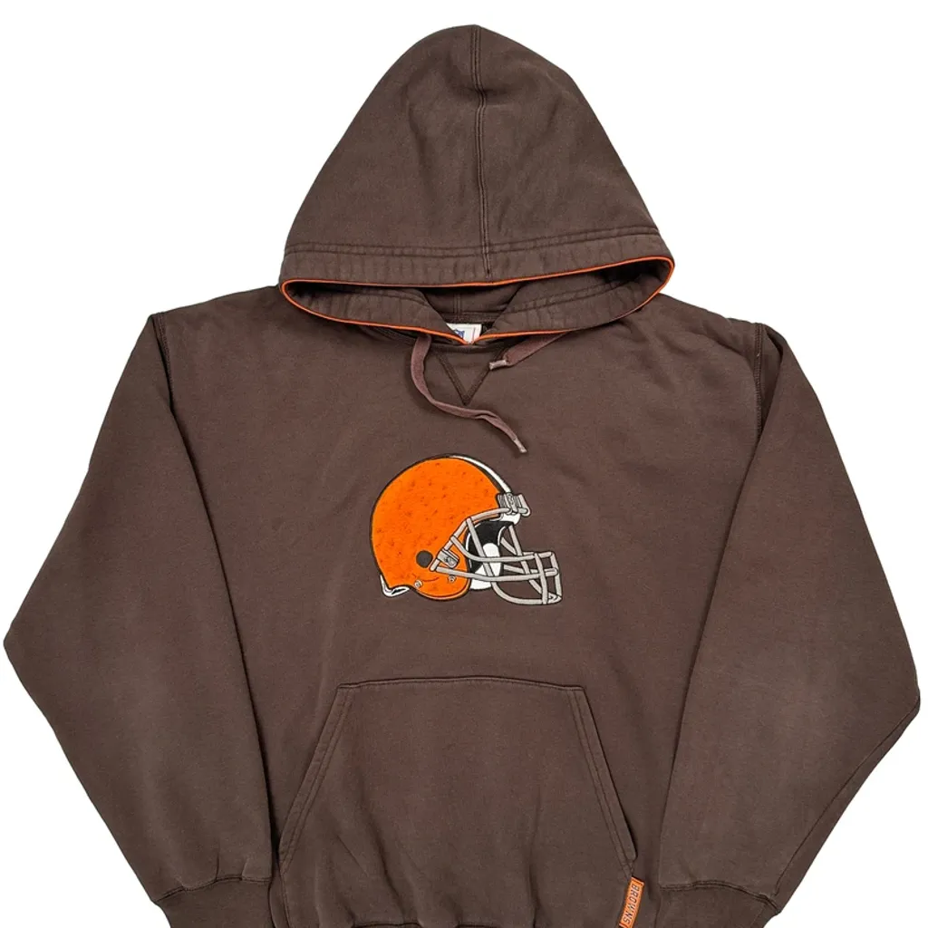 Cleveland Browns Nfl Football Hoodie - Medium Brown Cotton Blend - Image 6