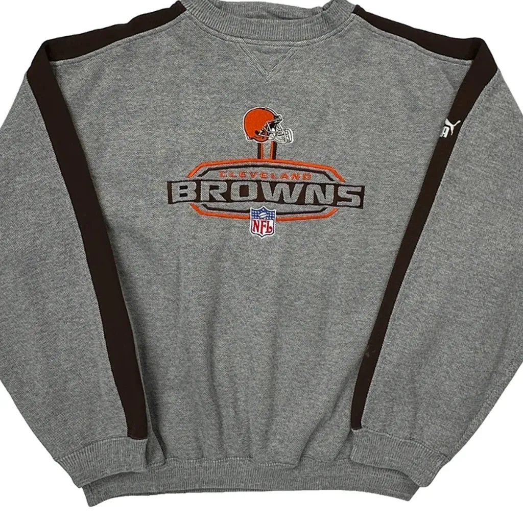 Cleveland Browns Puma Football Sweatshirt - Large Grey Polyester Blend - Image 5