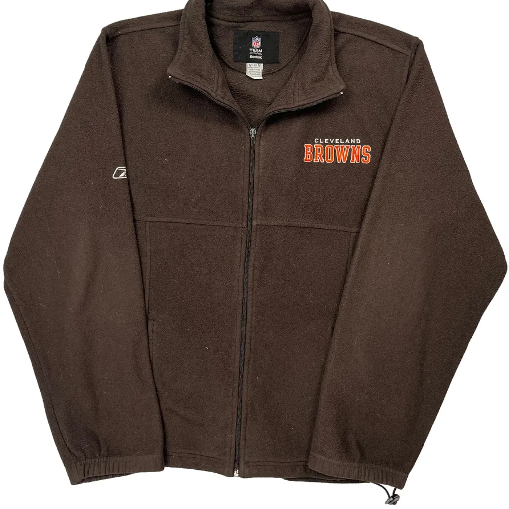 Cleveland Browns Reebok Football Fleece Jacket - Medium Brown Polyester - Image 4