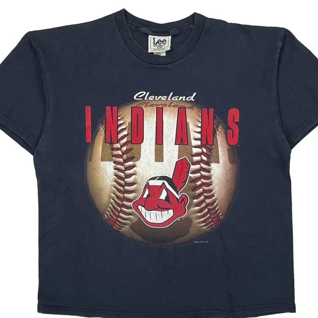 Cleveland Indians Lee Sport Graphic T-Shirt - 2XL Navy Cotton - Image 4