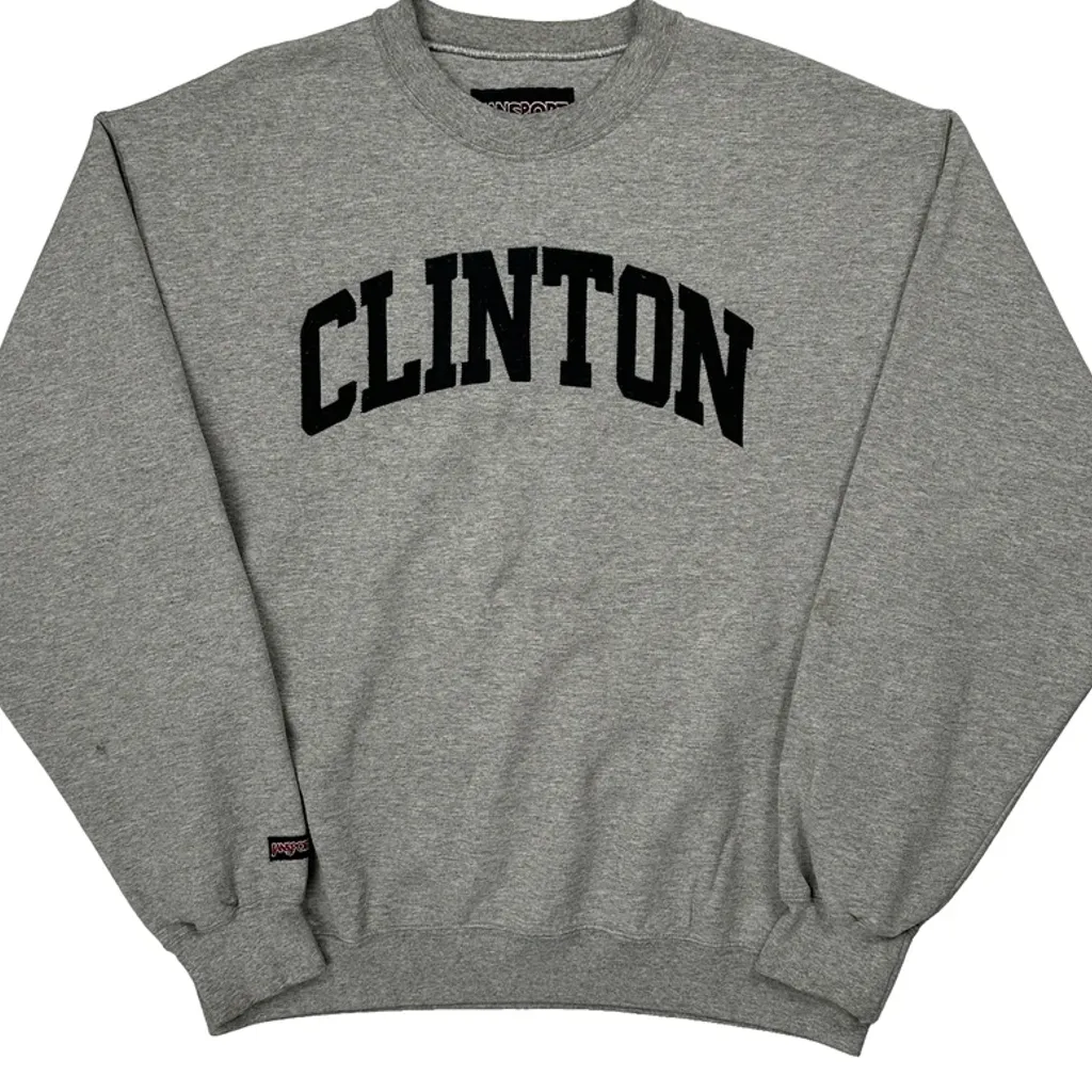 Clinton Jansport College Sweatshirt - Large Grey Cotton - Image 5