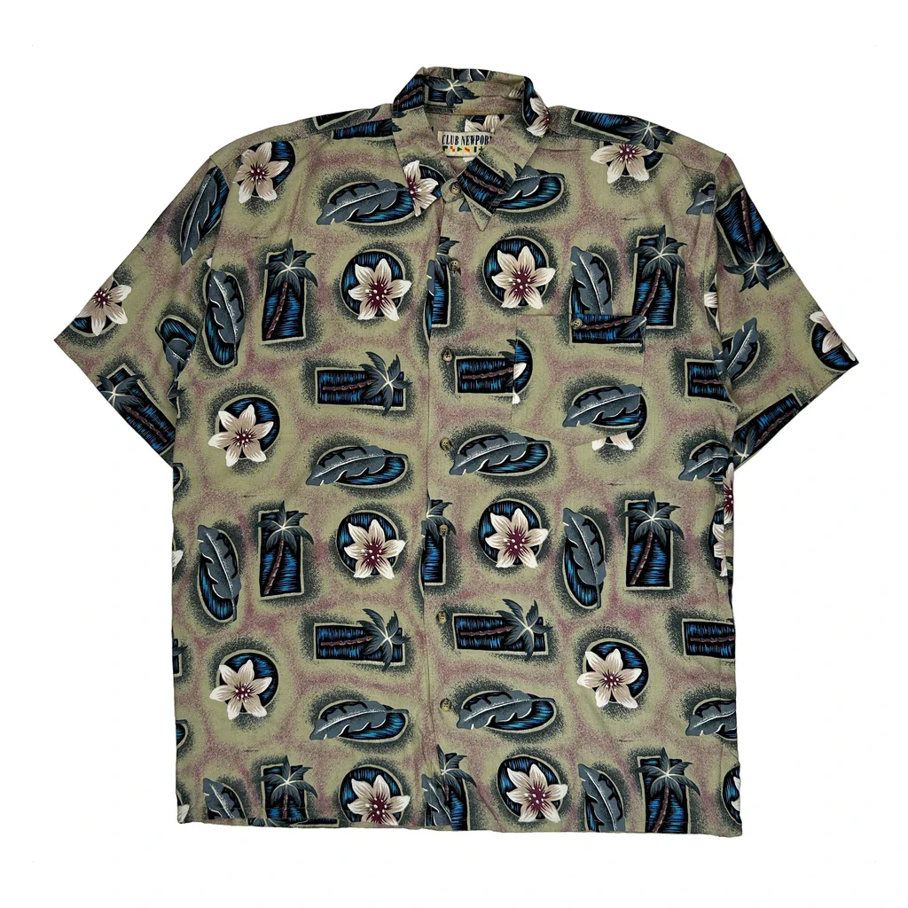 Club Newport Floral Hawaiian Shirt - Large Multicoloured Viscose