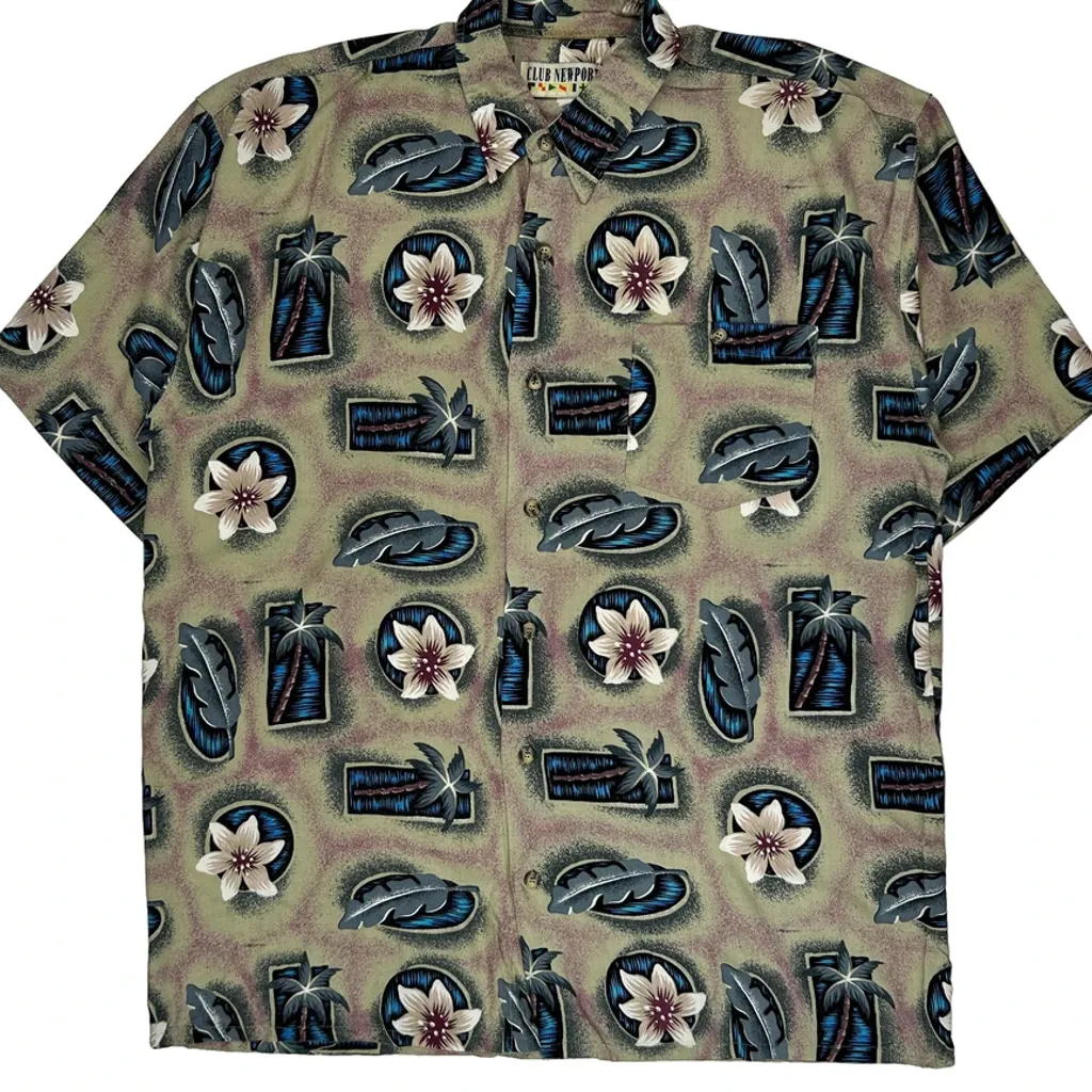 Club Newport Floral Hawaiian Shirt - Large Multicoloured Viscose - Image 4