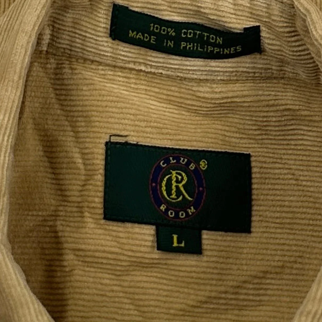 Club Room Cord Shirt - Large Beige Cotton - Image 3