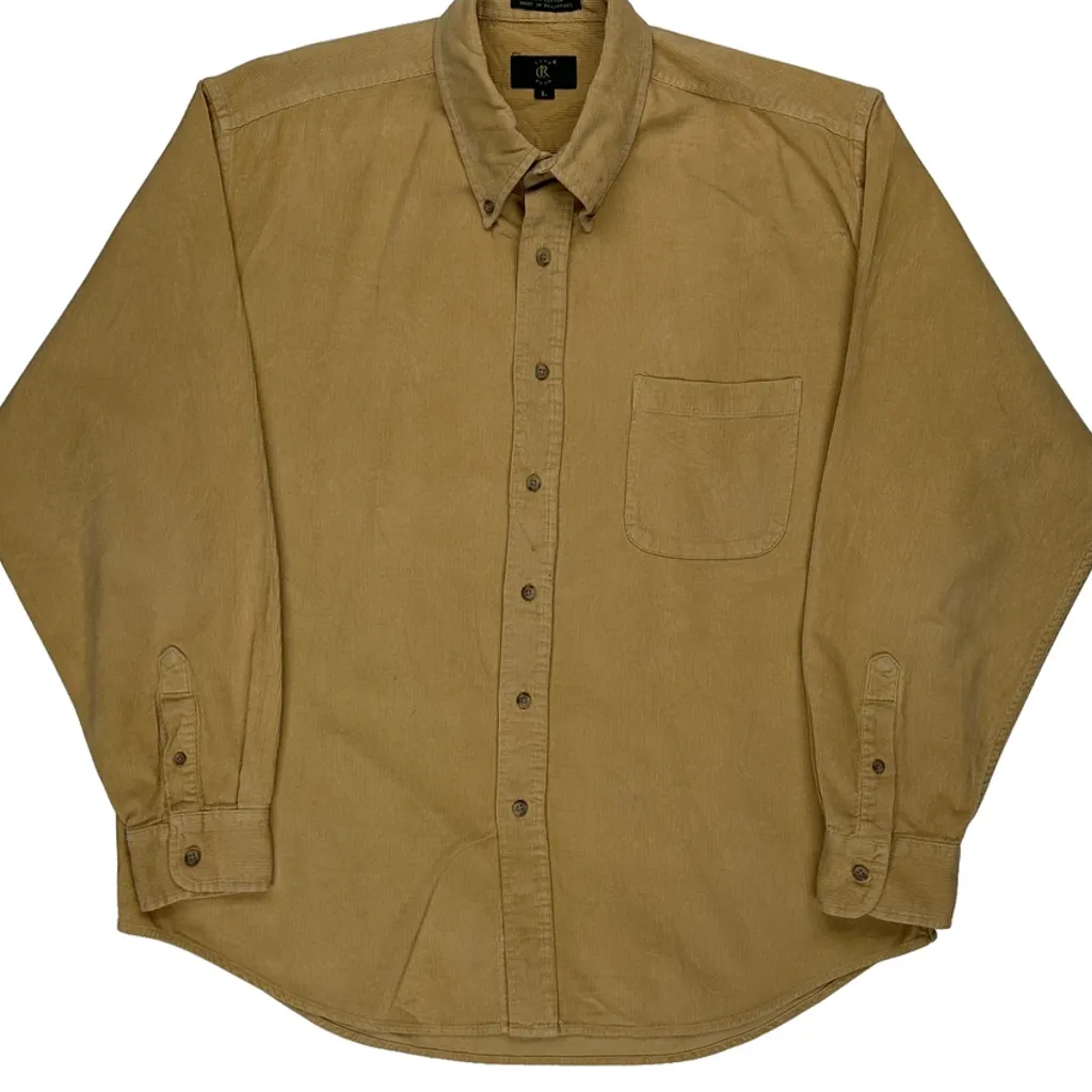 Club Room Cord Shirt - Large Beige Cotton - Image 4