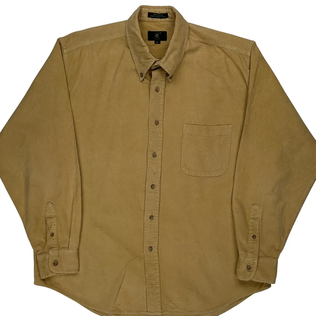 Club Room Cord Shirt - Large Beige Cotton - Image 5