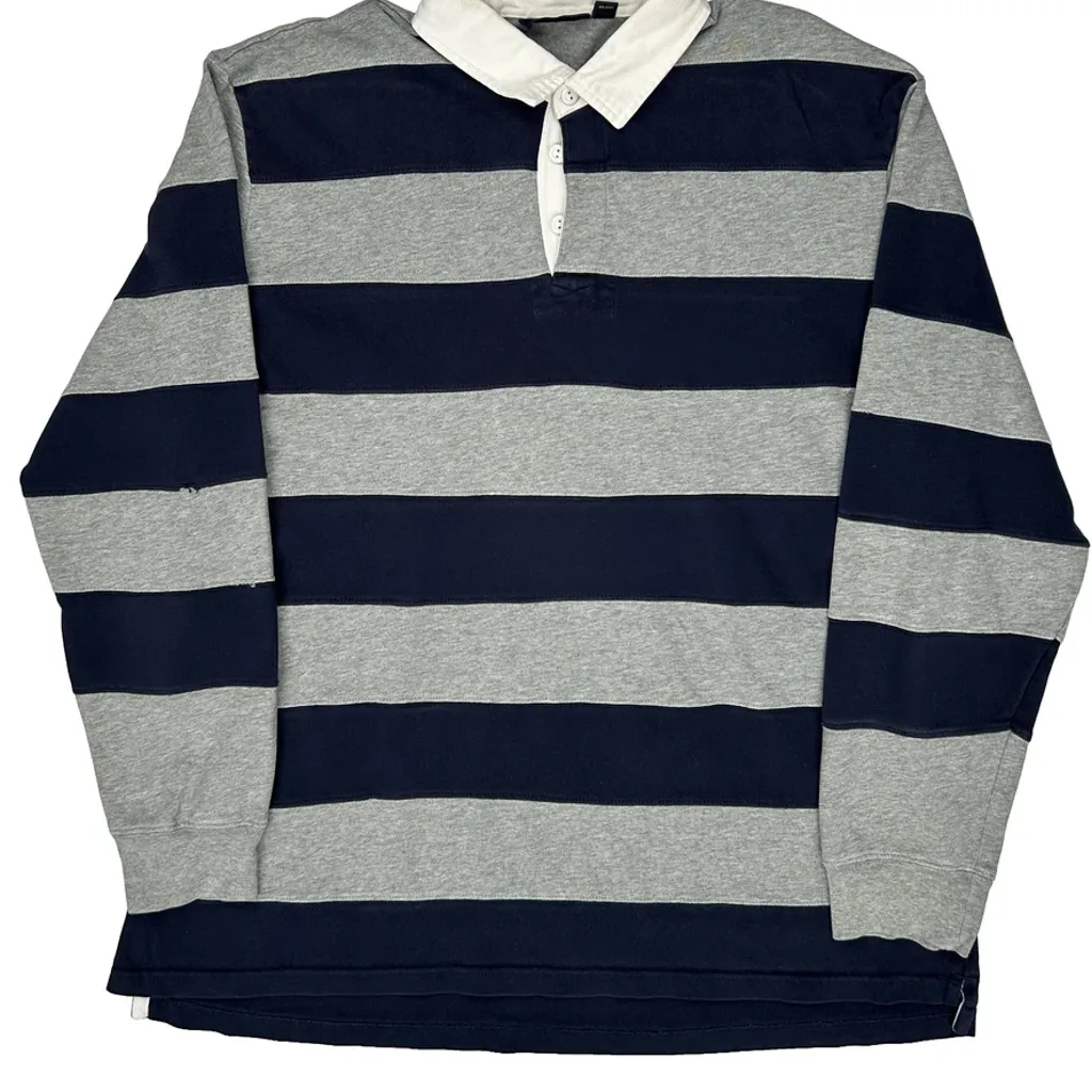 Club Room Striped Rugby Shirt - XL Grey Cotton - Image 5