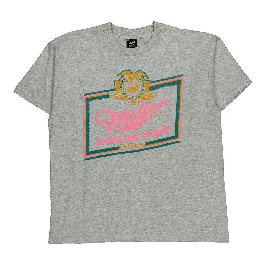 Cold Filtered Miller Lite Miller Draft Graphic T-Shirt - XL Gray Cotton