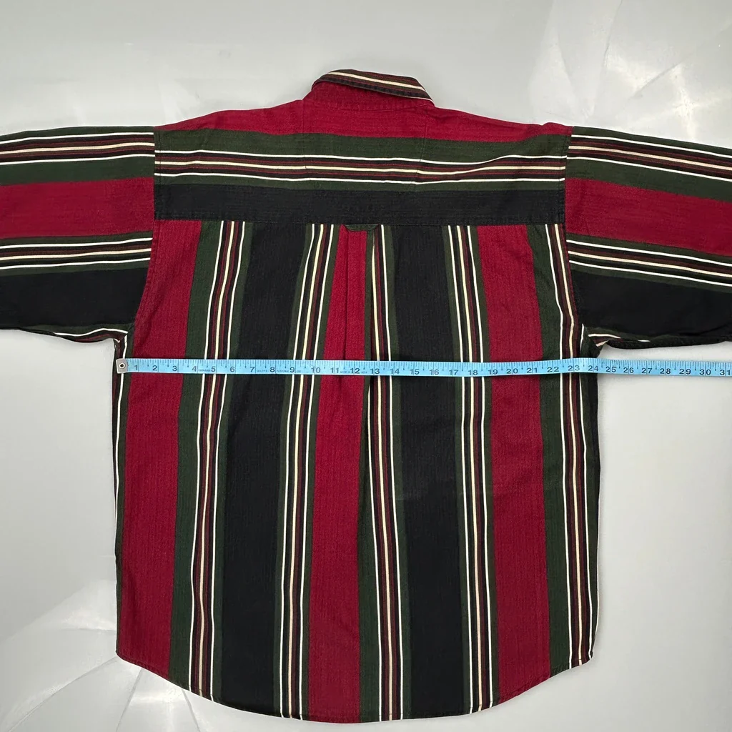 Coliseum Striped Short Sleeve Shirt - Large Red Cotton - Image 3