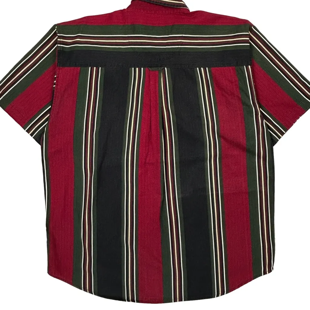 Coliseum Striped Short Sleeve Shirt - Large Red Cotton - Image 7