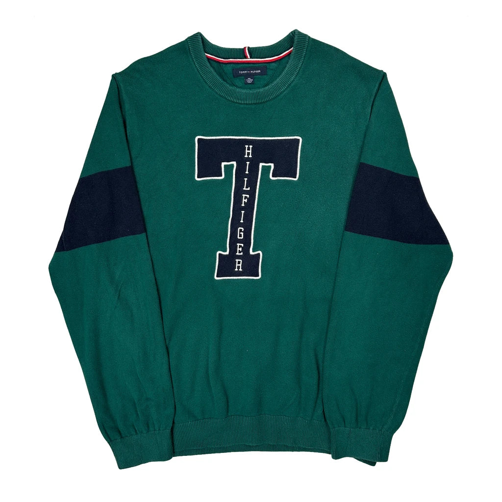 College Tommy Hilfiger Sweatshirt - 2XL Green Cotton