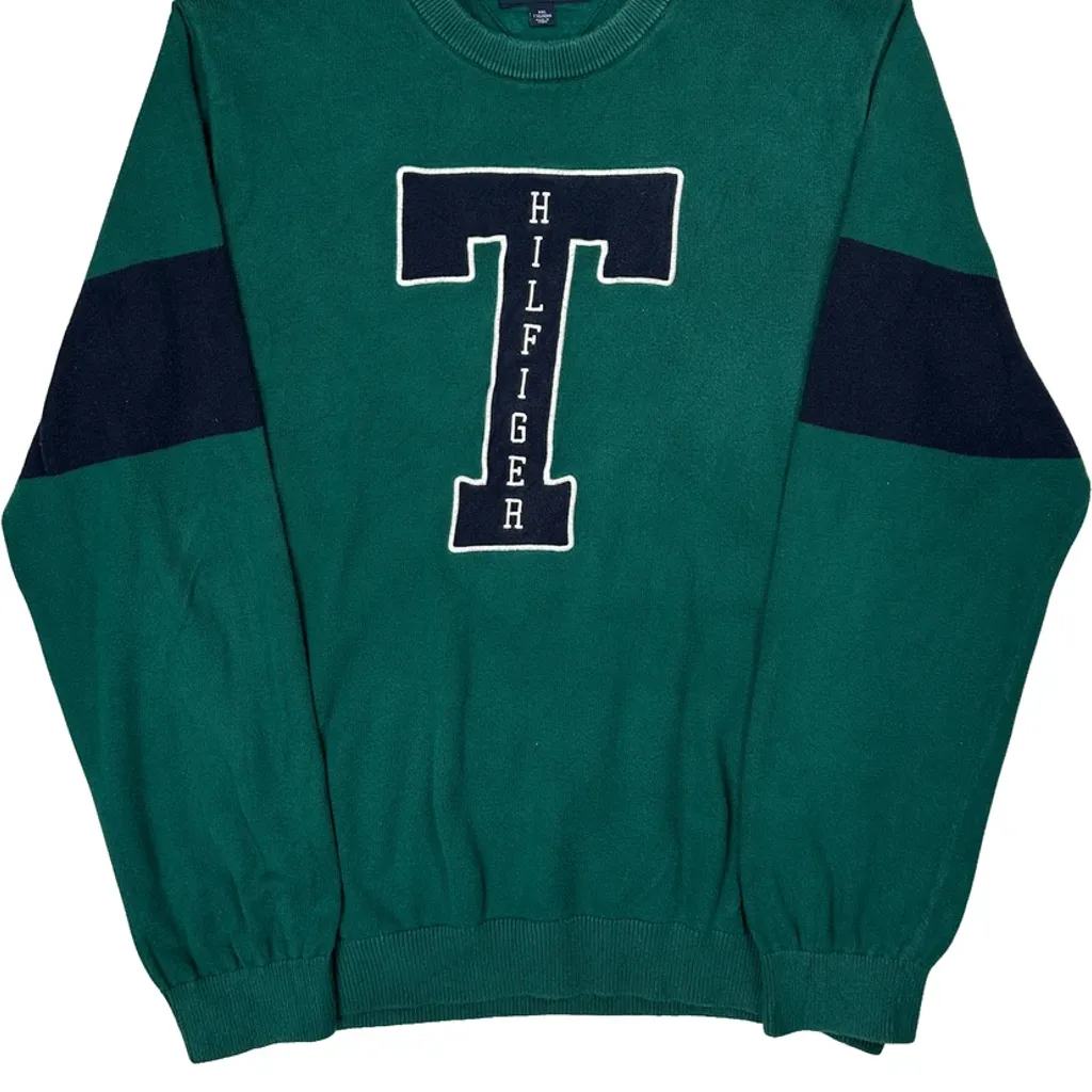 College Tommy Hilfiger Sweatshirt - 2XL Green Cotton - Image 5