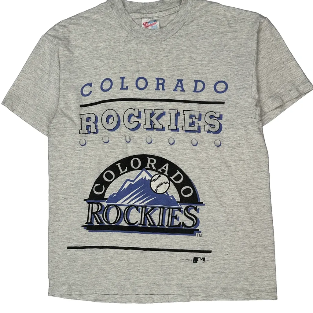 Colorado Rockies Hanes Mlb T-Shirt - Large Grey Cotton - Image 4