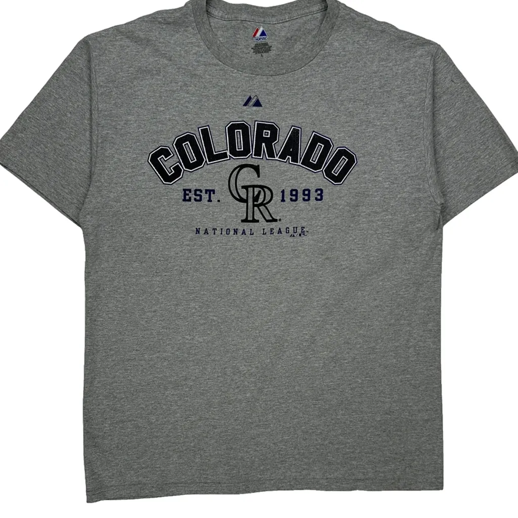 Colorado Rockies Majestic Mlb T-Shirt - Large Grey Cotton Blend - Image 5