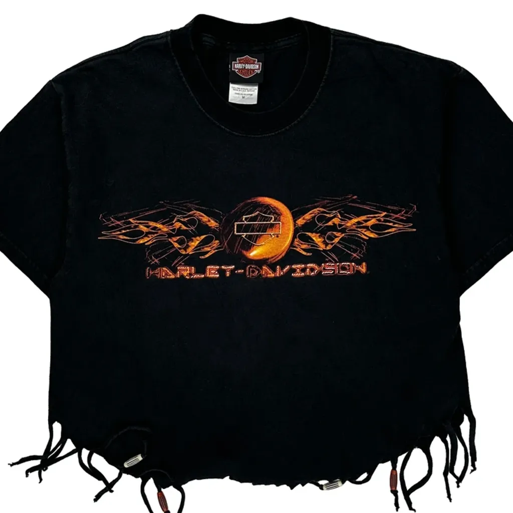 Colter Charity Ride 2004 Harley Davidson Cropped T-Shirt - Medium Black Cotton - Image 4