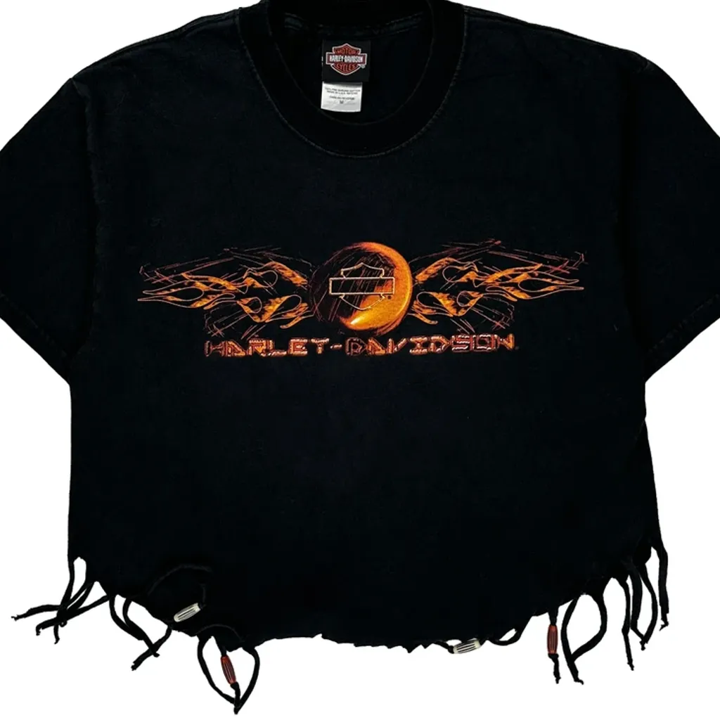 Colter Charity Ride 2004 Harley Davidson Cropped T-Shirt - Medium Black Cotton - Image 5