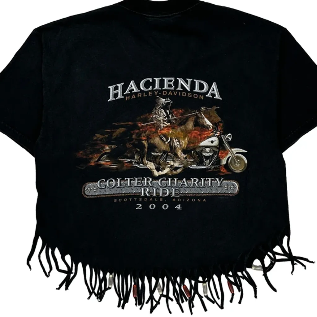 Colter Charity Ride 2004 Harley Davidson Cropped T-Shirt - Medium Black Cotton - Image 6