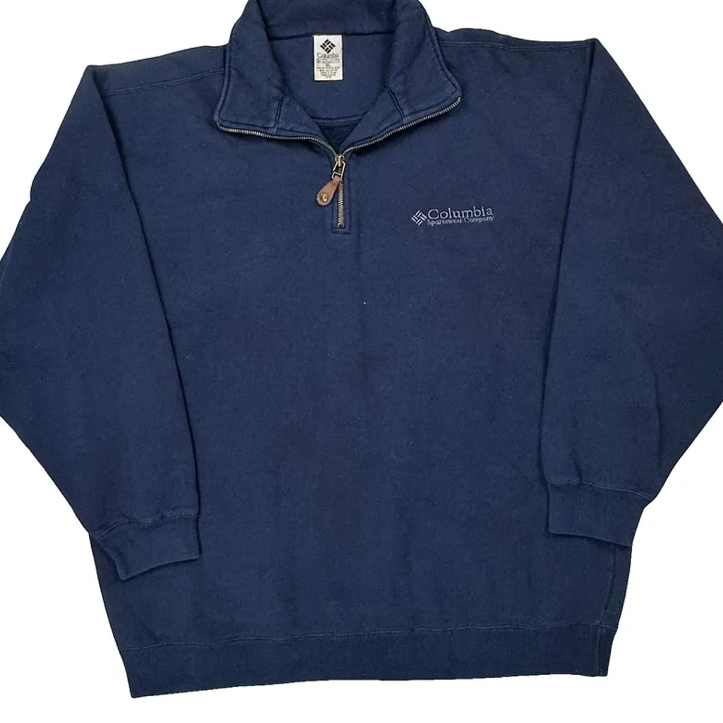 Columbia 1/4 Zip - XL Blue Cotton Blend - Image 4