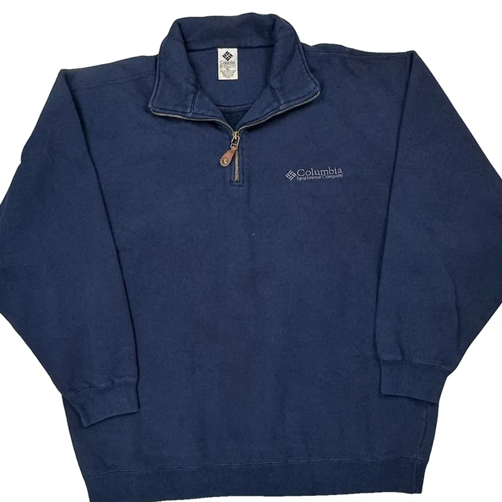 Columbia 1/4 Zip - XL Blue Cotton Blend - Image 5