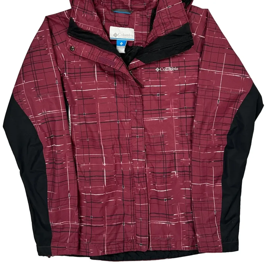 Columbia Checked Jacket - Large Burgundy Polyester - Image 4