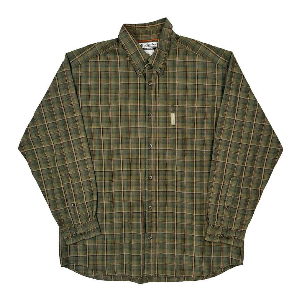 Columbia Checked Shirt - Large Green Cotton