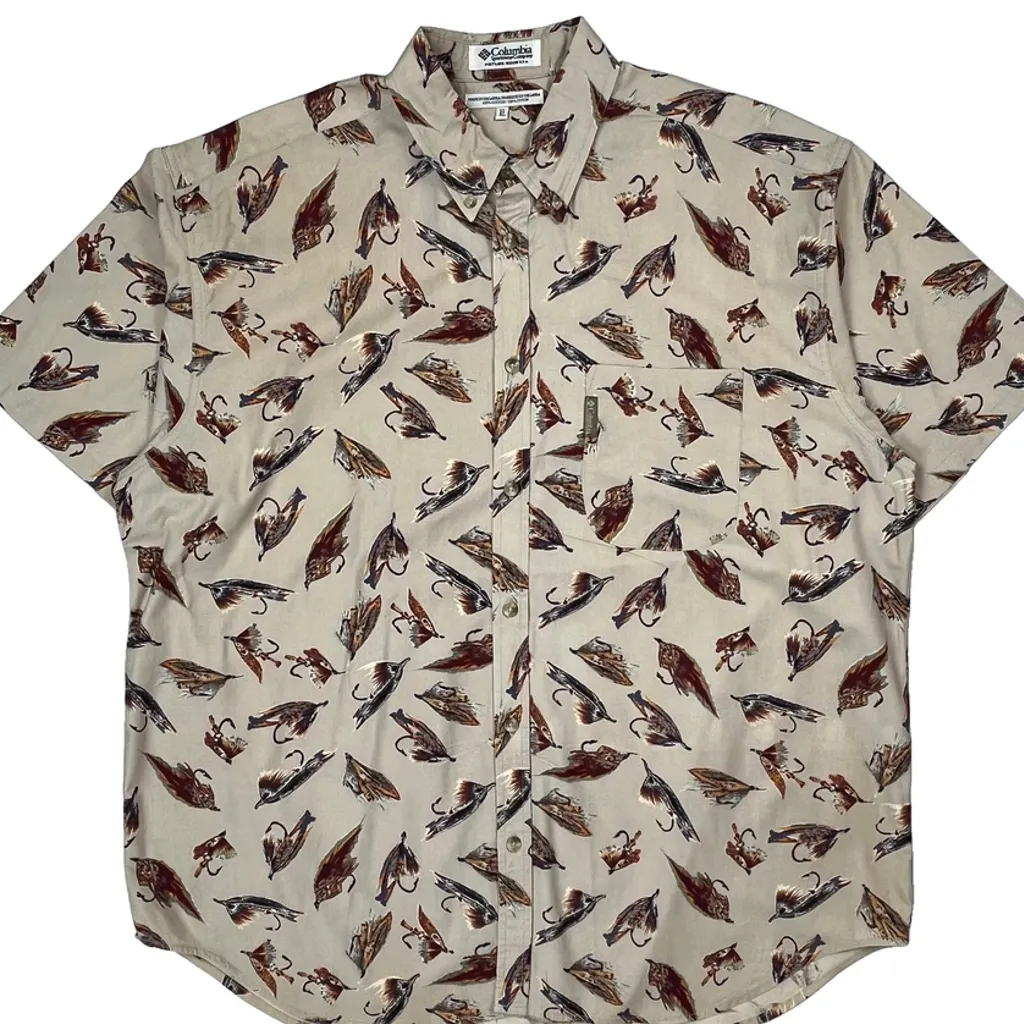 Columbia Short Sleeve Shirt - XL Beige Cotton - Image 4
