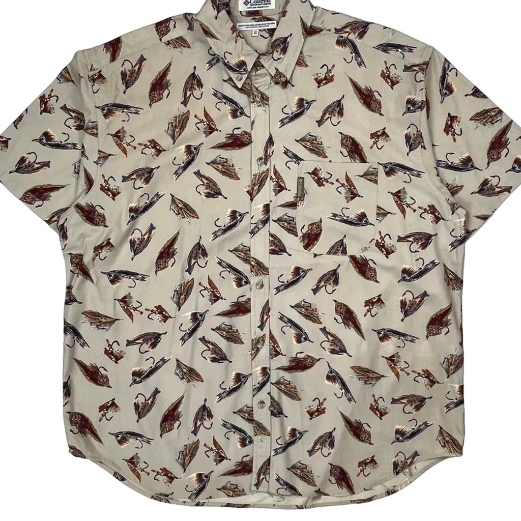 Columbia Short Sleeve Shirt - XL Beige Cotton - Image 5