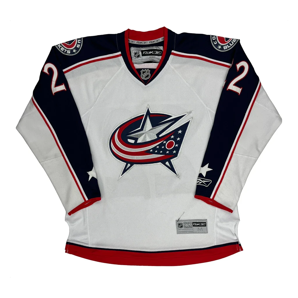 Columbus Blue Jackets Reebok Commodore Nhl Jersey - Medium White Polyester