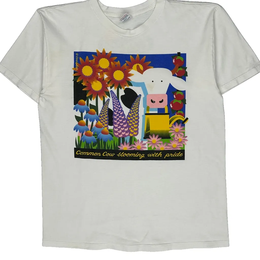 Common Cow Blooming With Pride Cows Graphic T-Shirt - Large White Cotton - Image 5