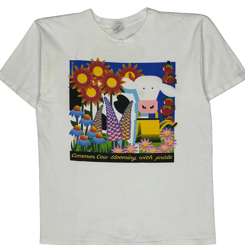 Common Cow Blooming With Pride Cows Graphic T-Shirt - Large White Cotton - Image 6