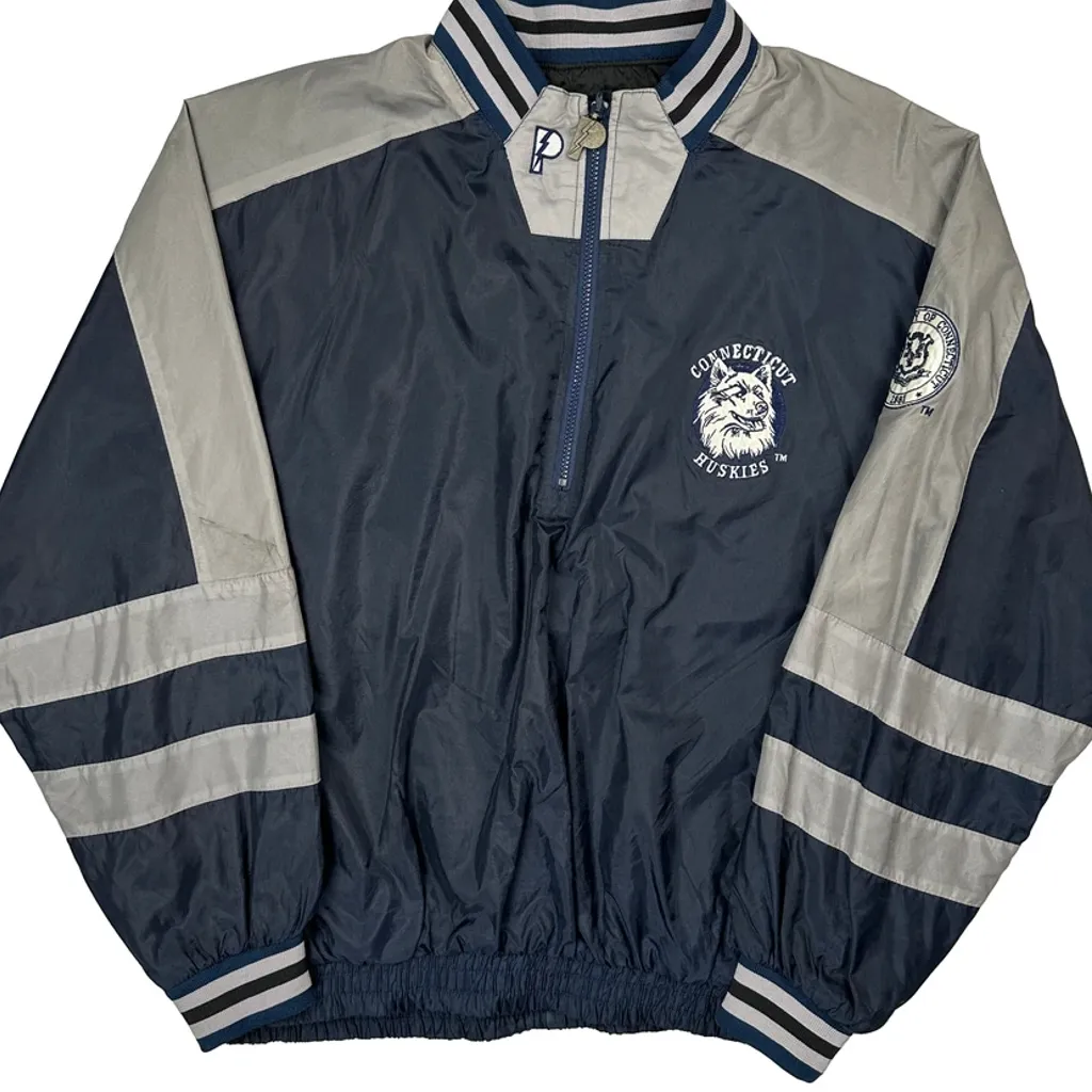 Connecticut Huskies Starter College Windbreaker - Large Navy Nylon - Image 4