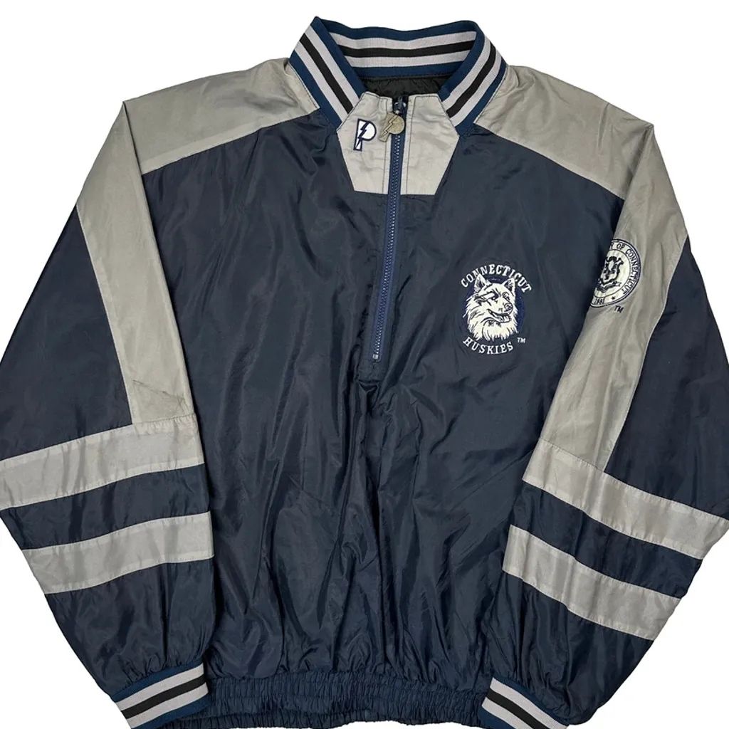 Connecticut Huskies Starter College Windbreaker - Large Navy Nylon - Image 5