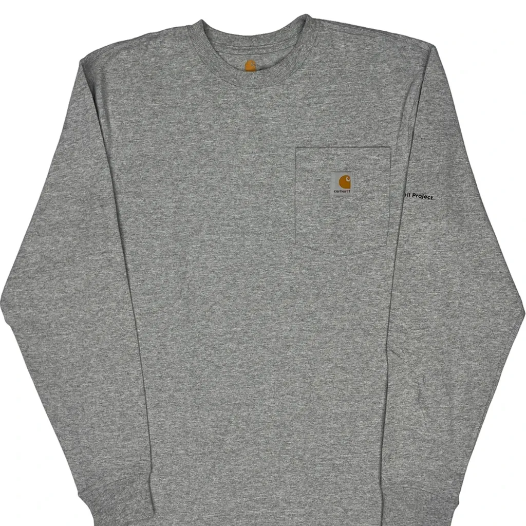 Construction Carhartt Long Sleeve T-Shirt - Small Grey Cotton - Image 4